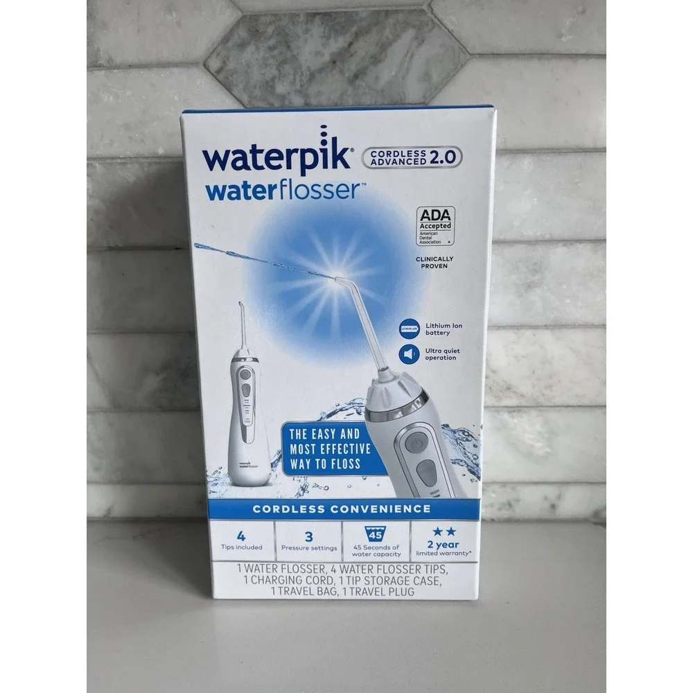 Waterpik Cordless Advanced 2.0 White Water Flosser For Teeth Gums Braces Dental